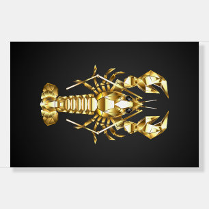 Golden polygonal lobster crawfish on black foam board