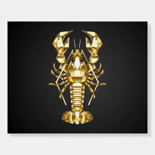 Golden polygonal lobster crawfish on black foam board