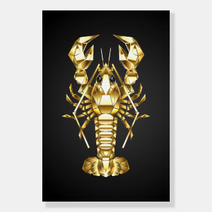 Golden polygonal lobster crawfish on black foam board