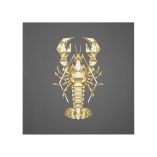 Golden polygonal lobster crawfish on black gallery wrap