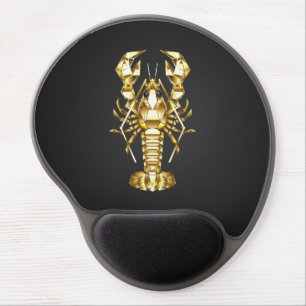 Golden polygonal lobster crawfish on black gel mouse pad