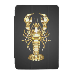 Golden polygonal lobster crawfish on black iPad mini cover