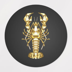 Golden polygonal lobster crawfish on black kids' labels