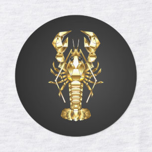 Golden polygonal lobster crawfish on black kids' labels