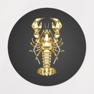 Golden polygonal lobster crawfish on black kids' labels
