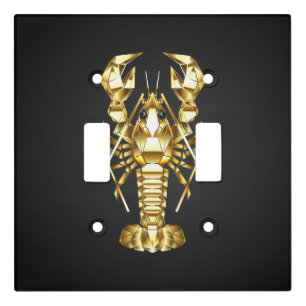 Golden polygonal lobster crawfish on black light switch cover