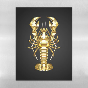 Golden polygonal lobster crawfish on black magnetic dry erase sheet