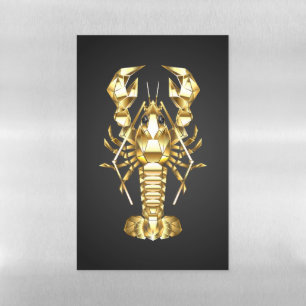 Golden polygonal lobster crawfish on black magnetic dry erase sheet
