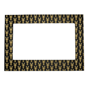 Golden polygonal lobster crawfish on black magnetic frame