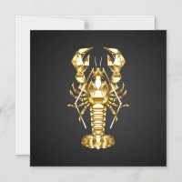 Golden polygonal lobster crawfish on black