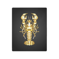 Golden polygonal lobster crawfish on black