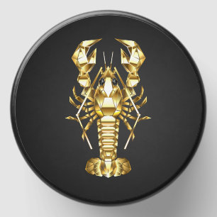 Golden polygonal lobster crawfish on black mini candle favors
