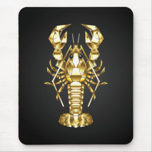 Golden polygonal lobster crawfish on black mouse pad