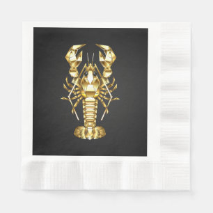 Golden polygonal lobster crawfish on black napkins