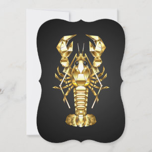 Golden polygonal lobster crawfish on black note card
