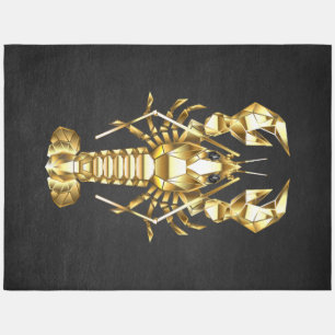 Golden polygonal lobster crawfish on black outdoor rug