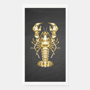 Golden polygonal lobster crawfish on black paper guest towels