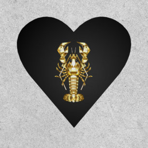 Golden polygonal lobster crawfish on black patch