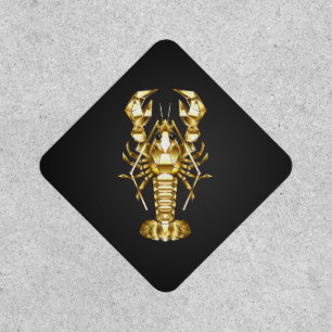 Golden polygonal lobster crawfish on black patch