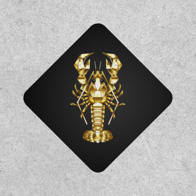 Golden polygonal lobster crawfish on black patch (Front)