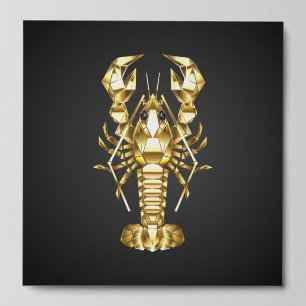 Golden polygonal lobster crawfish on black peel and stick photo tile