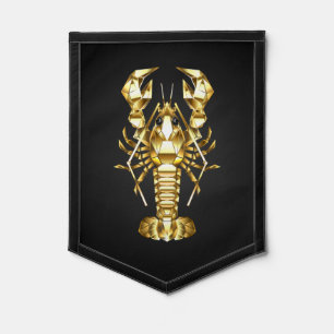 Golden polygonal lobster crawfish on black pennant