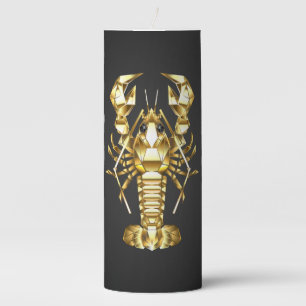 Golden polygonal lobster crawfish on black pillar candle