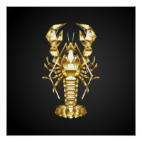 Golden polygonal lobster crawfish on black
