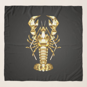 Golden polygonal lobster crawfish on black scarf