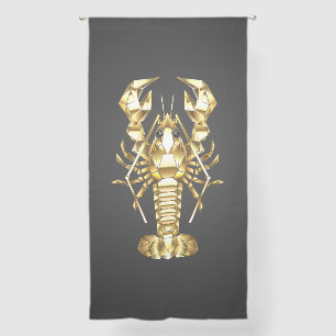 Golden polygonal lobster crawfish on black sheer curtains