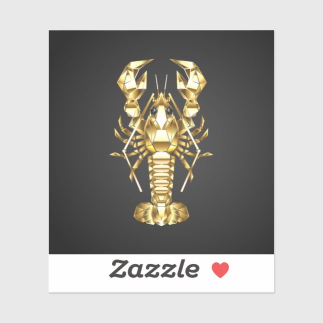 Golden polygonal lobster crawfish on black sticker (Sheet)