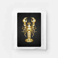 Golden polygonal lobster crawfish on black