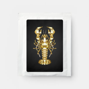 Golden polygonal lobster crawfish on black tea bag drink mix