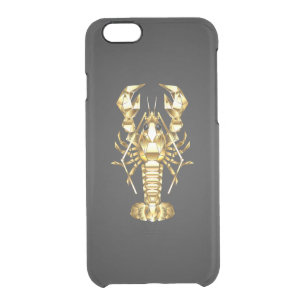 Golden polygonal lobster crawfish on black clear iPhone 6/6S case