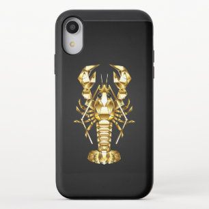 Golden polygonal lobster crawfish on black iPhone XR slider case