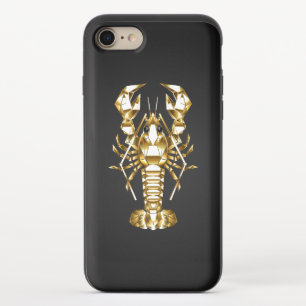 Golden polygonal lobster crawfish on black iPhone 8/7 slider case