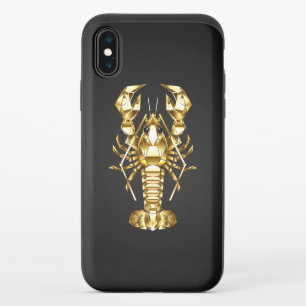 Golden polygonal lobster crawfish on black iPhone x slider case