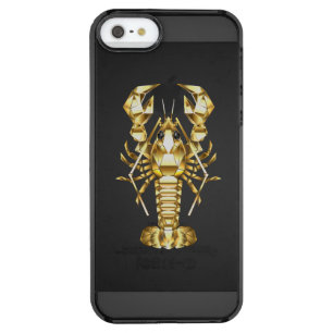 Golden polygonal lobster crawfish on black clear iPhone SE/5/5s case