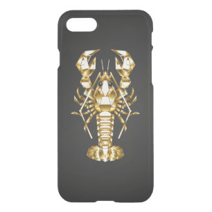 Golden polygonal lobster crawfish on black iPhone SE/8/7 case