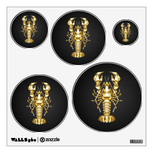 Golden polygonal lobster crawfish on black wall decal
