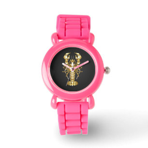 Golden polygonal lobster crawfish on black watch