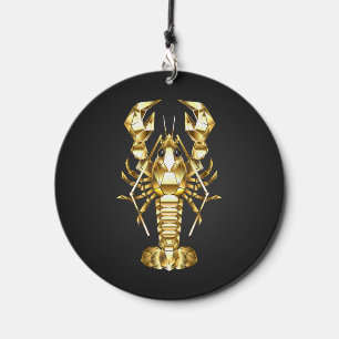 Golden polygonal lobster crawfish on black wind chime