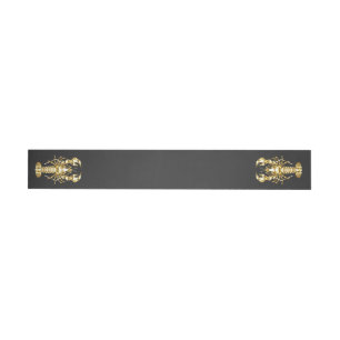 Golden polygonal lobster crawfish on black wrap around label