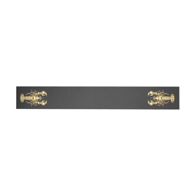 Golden polygonal lobster crawfish on black wrap around label (Individual)