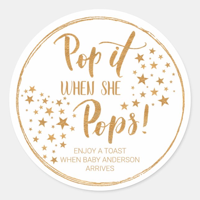 Golden Pop it - Baby Shower  Classic Round Sticker (Front)