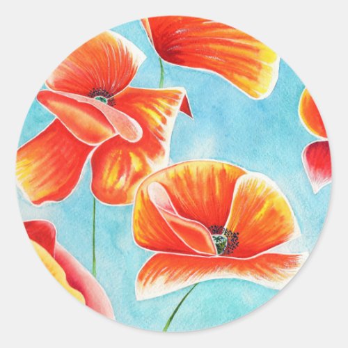 Golden Poppies in the Sky decorative stickers