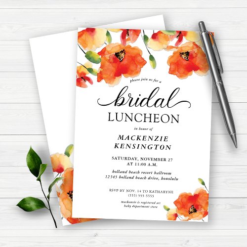 Golden Poppy Bridal Luncheon Shower Invitation