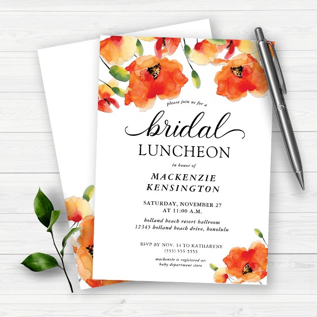 Golden Poppy Bridal Luncheon Shower Invitation (Creator Uploaded)