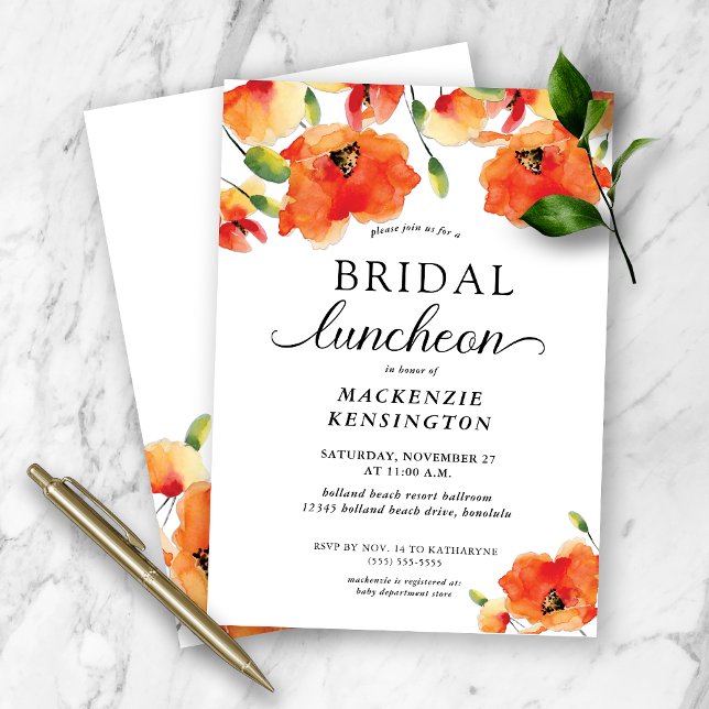 Golden Poppy Bridal Shower Luncheon Invitation (Creator Uploaded)