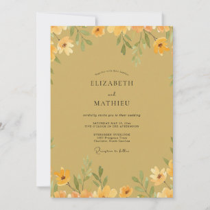 Golden Poppy Foliage Wedding Invitation